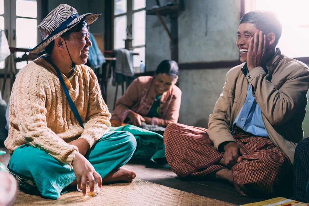 group of locals discussing